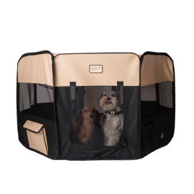 Armarkat PP003BGE-XL Portable Pet Playpen In Bk and Bge Comb