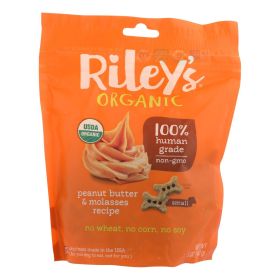 Riley's Organics Organic Dog Treats, Peanut Butter & Molasses Recipe, Small - Case Of 6 - 5 Oz