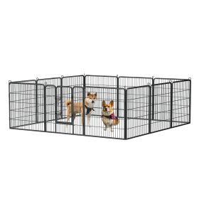 32" Outdoor Fence Heavy Duty Dog Pens 12 Panels Temporary Pet Playpen with Doors