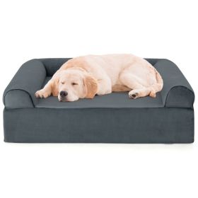Orthopedic Dog Bed Memory Foam Pet Bed with Headrest for Large Dogs
