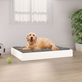 Dog Bed White 28.1"x21.3"x3.5" Solid Wood Pine