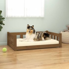 Dog Bed Honey Brown 37.6"x25.8"x11" Solid Wood Pine