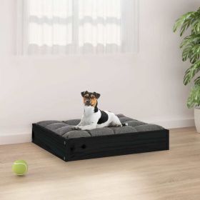 Dog Bed Black 20.3"x17.3"x3.5" Solid Wood Pine