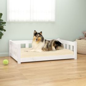 Dog Bed White 37.6"x25.8"x11" Solid Wood Pine