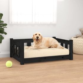 Dog Bed Black 29.7"x21.9"x11" Solid Wood Pine
