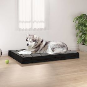 Dog Bed Black 40"x29.1"x3.5" Solid Wood Pine