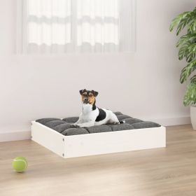 Dog Bed White 20.3"x17.3"x3.5" Solid Wood Pine