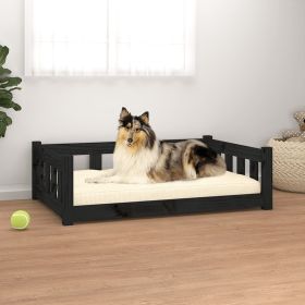Dog Bed Black 37.6"x25.8"x11" Solid Wood Pine