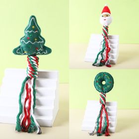 3pcs Christmas Cotton Rope Pet Plush Toy Molar Bite Cartoon Self Hi Dog Toy Cat Supplies (Option: Christmas tree)