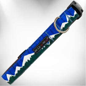 Mountain Dog Collars (Color: Blue/Green Snowcap Mtn, size: L 1" width fits 14-25" neck)