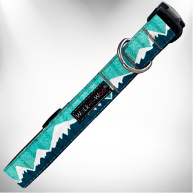 nowcap Mountain Dog Collars (Color: Wintergreen Snowcap Mtn, size: XL 1.5" wide fits 18-28" neck)