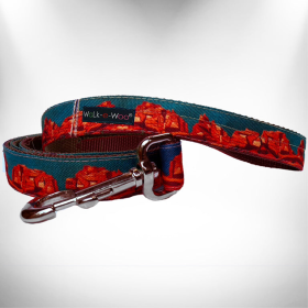 Dog Leash (Color: Rockin' Red, size: THIN 5/8" width- 5' long)