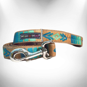 Dog Leash (Color: Tribal Teal, size: THIN 5/8" width- 5' long)
