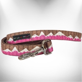 Snowcap Mountain Dog Leash (Color: Pink, size: THIN 5/8" width- 5' long)