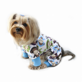 Ultra Soft Plush Minky Monkey Pajamas (Color: Blue, size: XS)