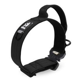 Pet Collar Adjustable Medium Large Dog Training Tactical Collar (Option: Black-M)