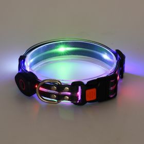 LED Luminous Collar Rechargeable Pet Collar Nylon Tow Rope (Option: Dog Collar Black-USB)