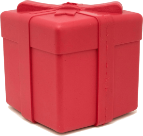 SP Gift Box Durable Rubber Chew Toy & Treat Dispenser (Color: Red, size: medium)