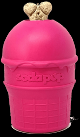 SP Ice Cream Cone Durable Rubber Chew Toy and Treat Dispenser (Color: Pink, size: medium)
