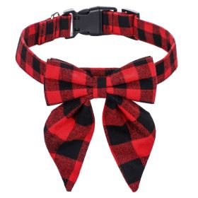 Pet Collar Bow Tie Christmas Dog (Option: Red And Black Plaid-S)