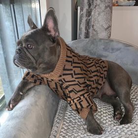 Clothes Medium And Large Puppy Casual Brown Letter Sweater (Option: Brown F Sweater-XS)