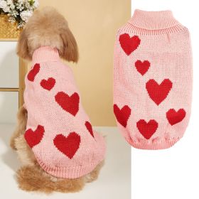 Pet Clothes Valentine's Day New Year Love Dog Knitted Sweater (Option: Pink-S)