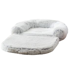 Pet Bed Removable And Washable Foldable Sofa Large (Option: Long Hair Light Gray-180X115X25CM)