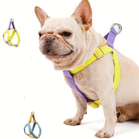 Rainbow Colorblock Pet Harness Set Anti-Escape Vest Type Dog Harness Chest Leash Cotton Designer Puppy Dog Harness Set (Option: Purple-S)