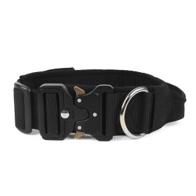 Pet Collar Pull-resistant Large Dog Lifting Tactical Collar (Option: Black-M)