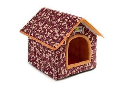 Winter Pet Bed Removable And Washable Dog WOWO Chimney House (Option: Red Letters-S)