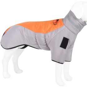 Warm Dog Jacket Winter Coat Reflective Waterproof Windproof Dog Snow Jacket Clothes with Zipper (Color: Orange-Gray, size: XL)
