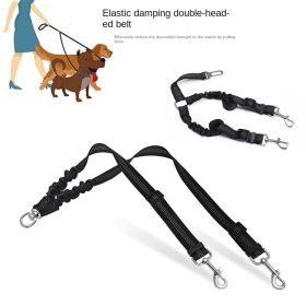 Dog Double Leashes - No Tangle Dog Leash Coupler; Comfortable Shock Absorbing Reflective Bungee Lead for Nighttime Safety (colour: grey)