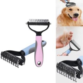 Large Pets Fur Knot Cutter Dog Grooming Shedding Tools Pet Cat Hair Removal Comb Brush Double Sided Pet Products Suppliers (Color: Blue)