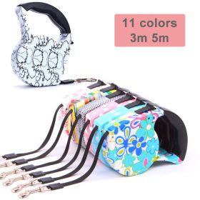 3m 5m Retractable Dog Leash 11 Colors Fashion Printed Puppy Auto Traction Rope Nylon Walking Leash for Small Dogs Cats Pet Leads (Color: color 5, size: 5m)