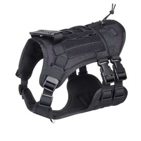 Tactical Dog Harness For Small Medium Large Dog; Dog Harness Vest With Soft Padded And D-Ring Collar (Color: Black, size: S)