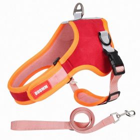 dog Harnesses and dog leash set; Suede Pet Chest Strap Saddle Vest Style Dog Chest Back Reflective Dog Strap Dog Rope Wholesale (Specification (L * W): S, colour: red)