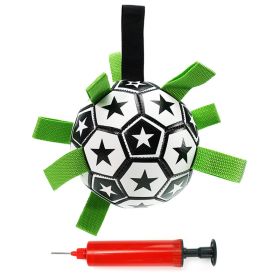 Dog Soccer Ball Toys with Straps, Interactive Dog Toy for Tug of War, Puppy Birthday Gifts, Dog Tug Toy, Dog Water Toy (Color: Black and white, size: M)