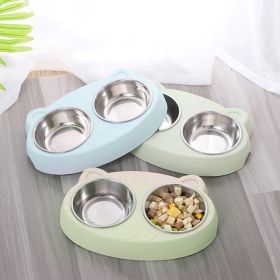 Dog Bowls Double Dog Water And Food Bowls Stainless Steel Bowls With Non-Slip Resin Station, Pet Feeder Bowls For Puppy Medium Dogs Cats (Color: Green)