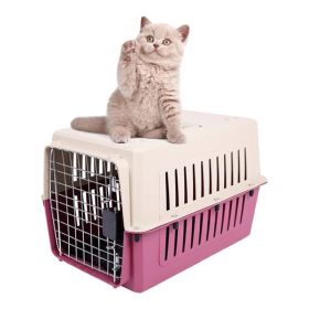 Portable Pet Box Cat & Dog Carrier Cage with Chrome Door (Color: Red, Type: Medium)