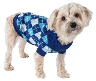 Argyle Style Ribbed Fashion Pet Sweater (size: medium)