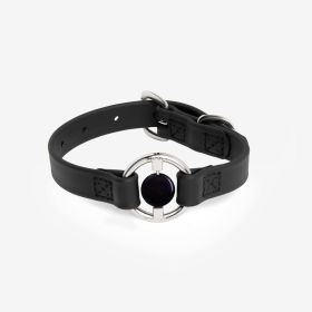 Luxury Spill-Proof Dog Collar Embedded with Healing Crystal (Color: Black, size: X-Small)
