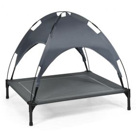 Portable Elevated Outdoor Pet Bed with Removable Canopy Shade (size: 36in)