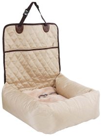Pet Life 'Pawtrol' Dual Converting Travel Safety Carseat and Pet Bed (Color: Beige)