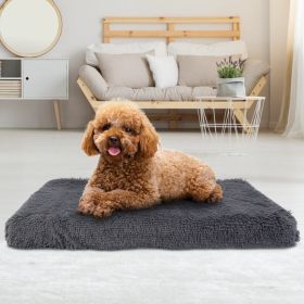 Dog Bed Soft Plush Cushion Cozy Warm Pet Crate Mat Dog Carpet Mattress with Long Plush for S M Dogs (size: S)