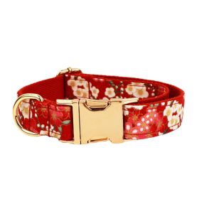Japanese Floral Dog Collar Alloy Buckle Hand Holding Rope Pet Collar (Option: Dog Collar-XS)